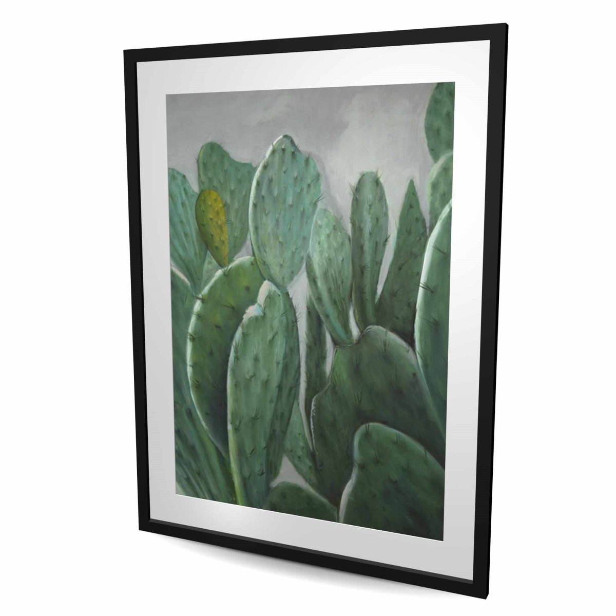 C1FM3648NI0MVA 36 x 48 in. Paddle Cactus - Cactus Gray Framed Matted Print - Home Decor