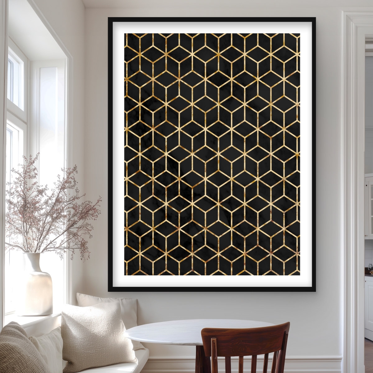 C1FM3648NS8A28 36 x 48 in. Symmetry - Modern Pattern Framed Matted Print for Home Decor