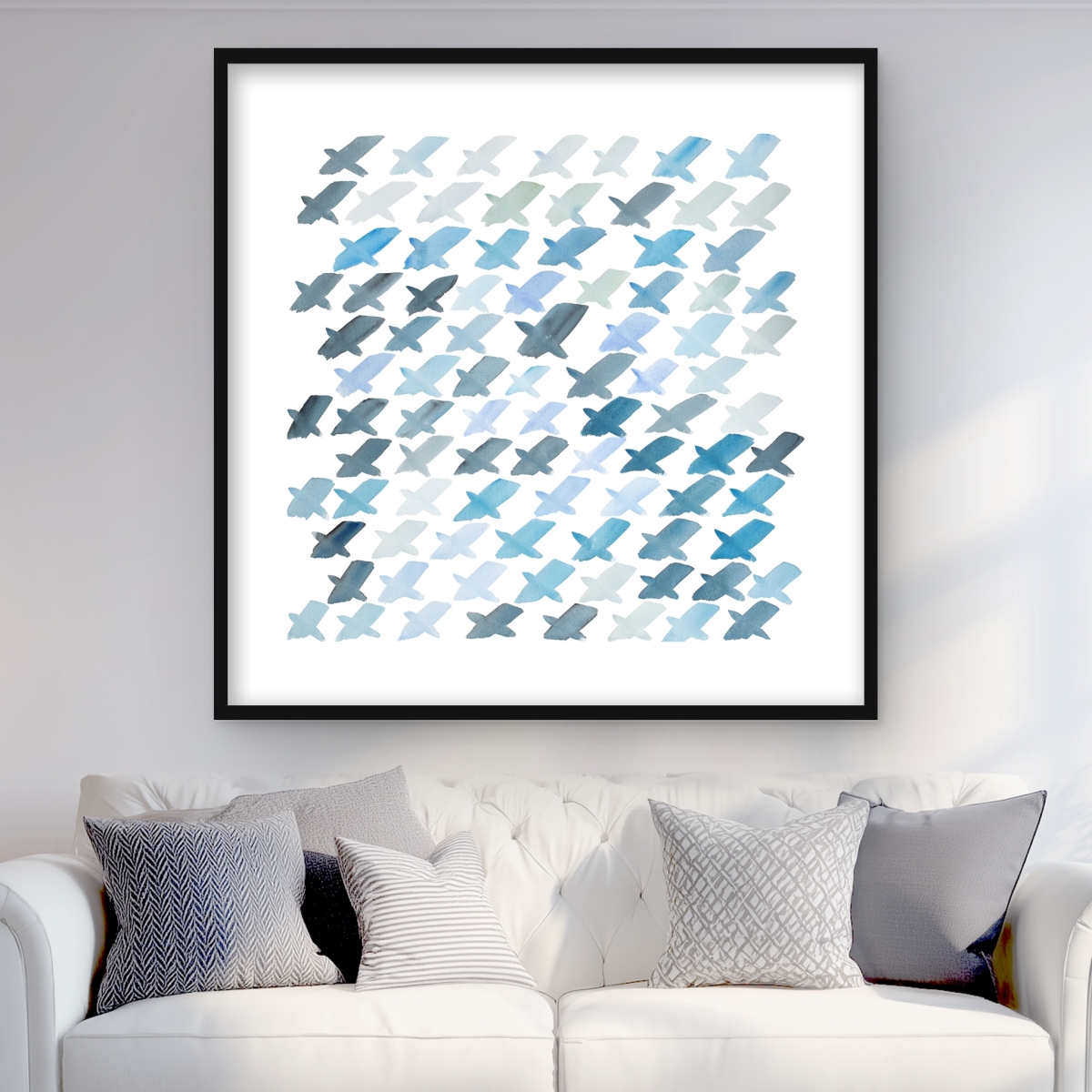 C1FM3636Y50F1K 36 x 36 in. X Pattern Minimalist Framed Matted Print - Home Decor