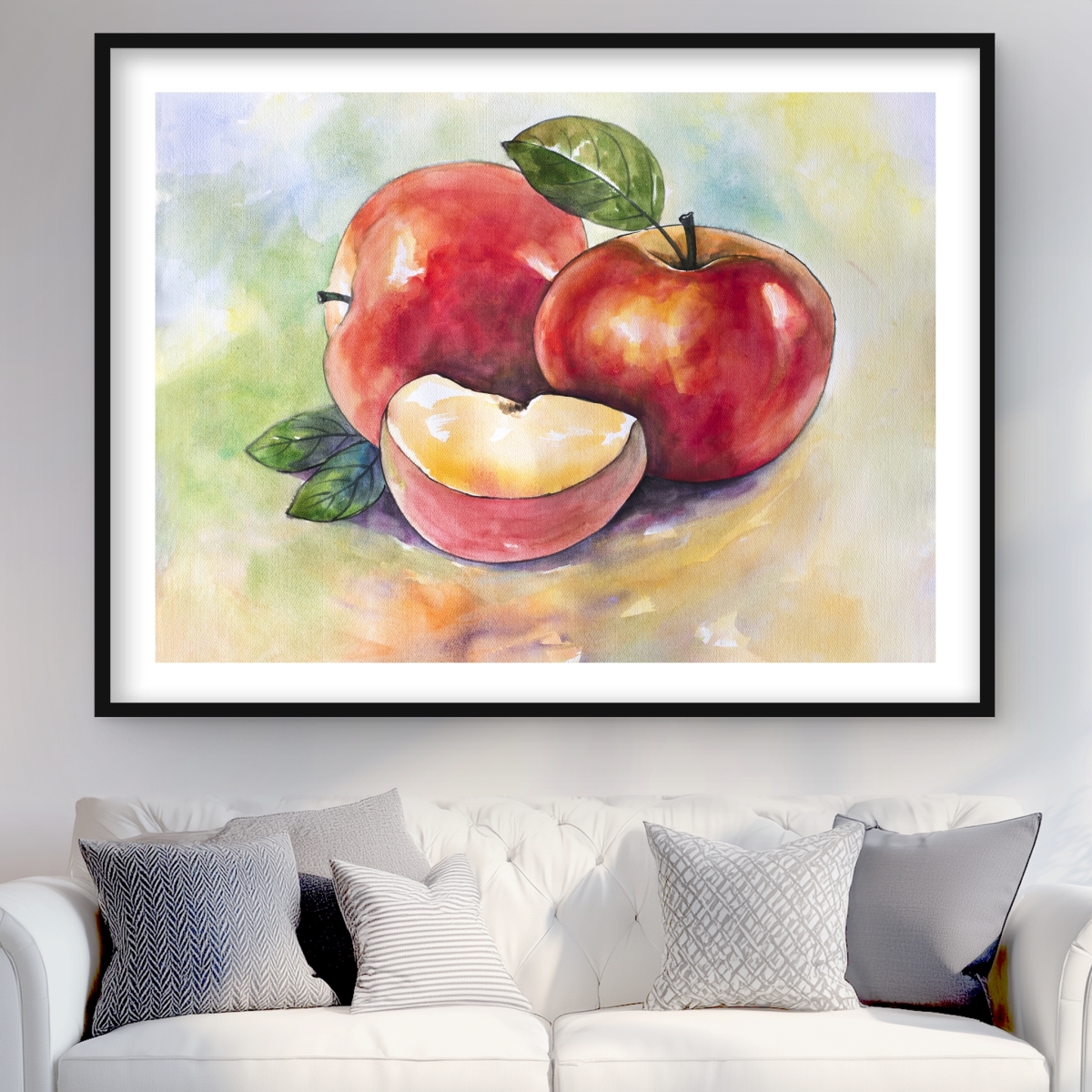 C1FM3648AKGI83 36 x 48 in. Succulent Apples - Red Kitchen Framed Matted Print for Decor