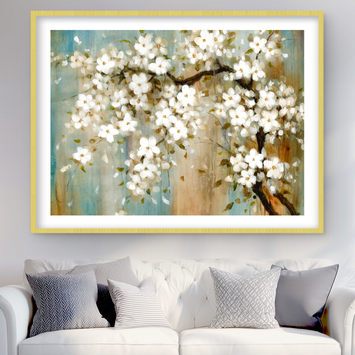 C1FM36481FPKK6 36 x 48 in. Relaxing Cherry Blossoms - White Framed Matted Print Decor