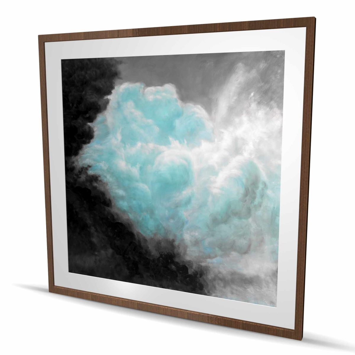 C1FM4848FWKHQA 48 x 48 in. Turquoise Clouds - Framed Matted Print for Home Decor