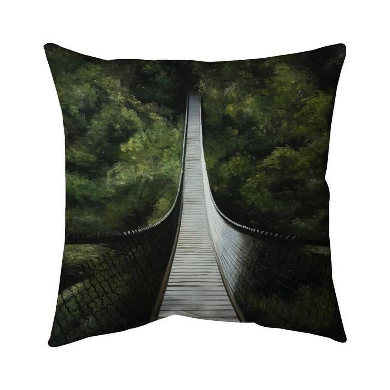 26 x 26 in. Suspended Bridge in the Forest-Double Sided Print Indoor Pillow