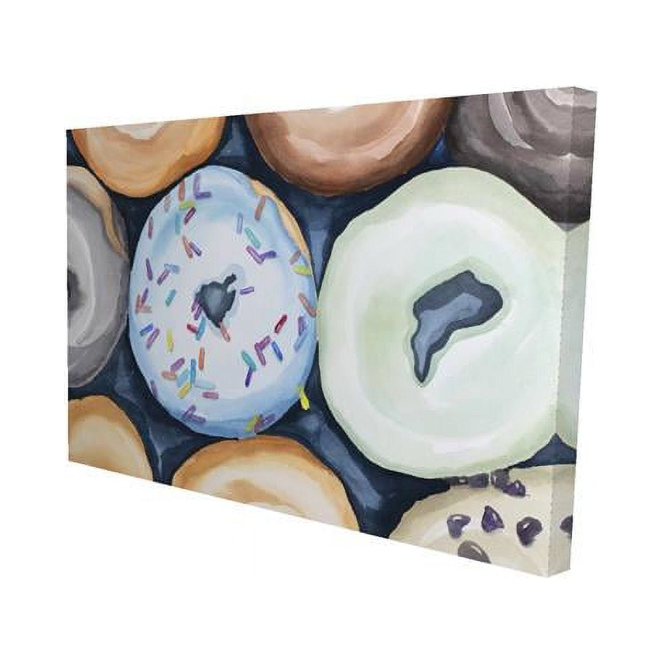 20 x 30 in. Watercolor Doughtnuts with ICIng-Print on Canvas