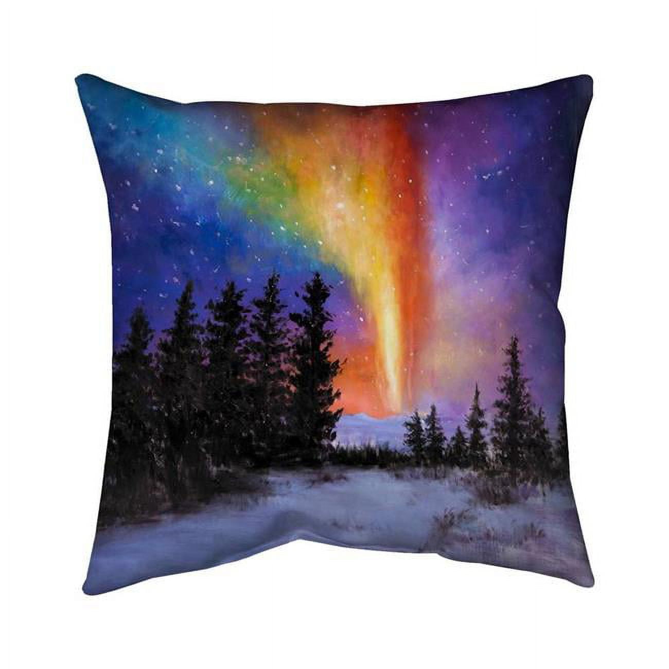 26 x 26 in. Aurora Borealis in the Forest-Double Sided Print Indoor Pillow
