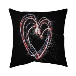 5541-2626-MI107-1 26 x 26 in. Red & Blue Fireworks Heart-Double Sided Print Indoor Pillow