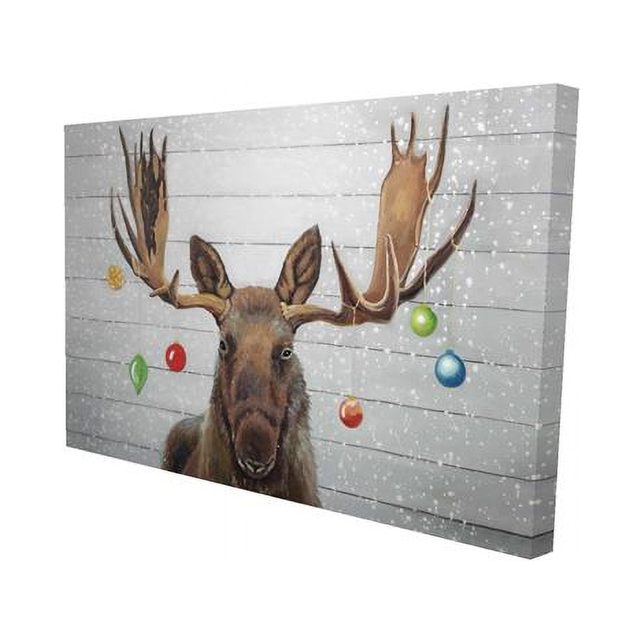 20 x 30 in. Moose Has Christmas Balls-Print on Canvas