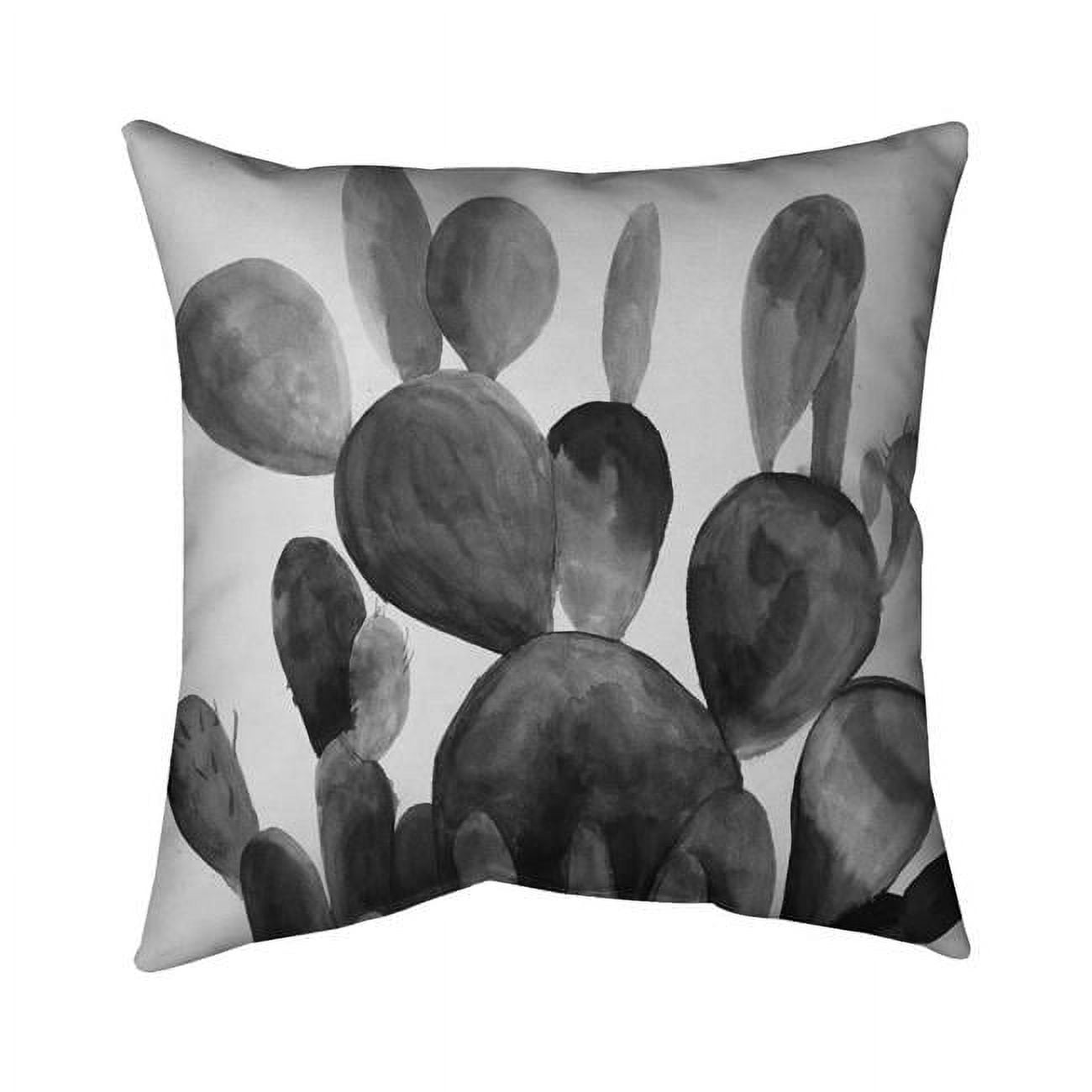 5542-1616-FL287 16 x 16 in. Greyscale Paddle Cactus Plant-Double Sided Print Outdoor Pillow Cover