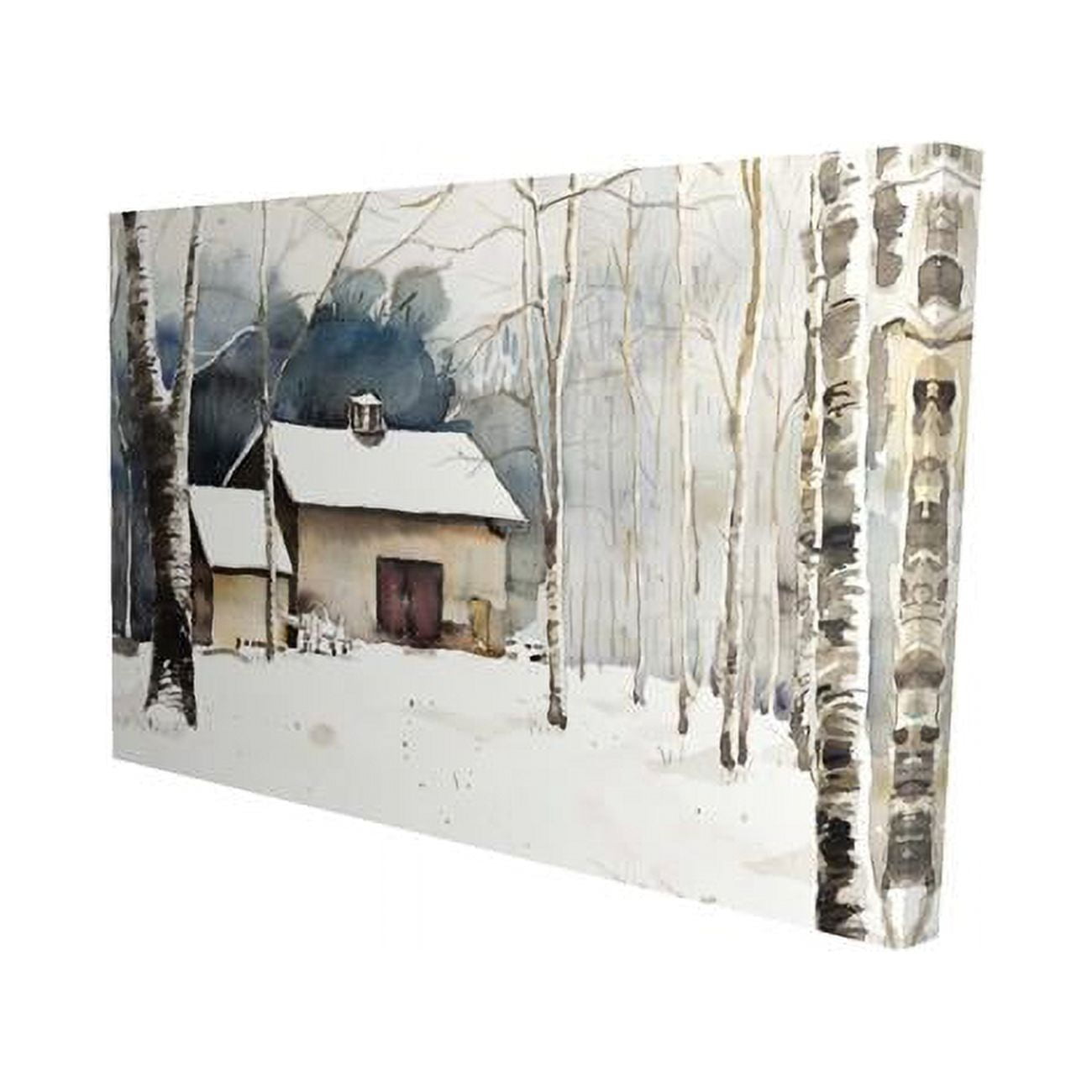 20 x 30 in. Small Winter Barn-Print on Canvas