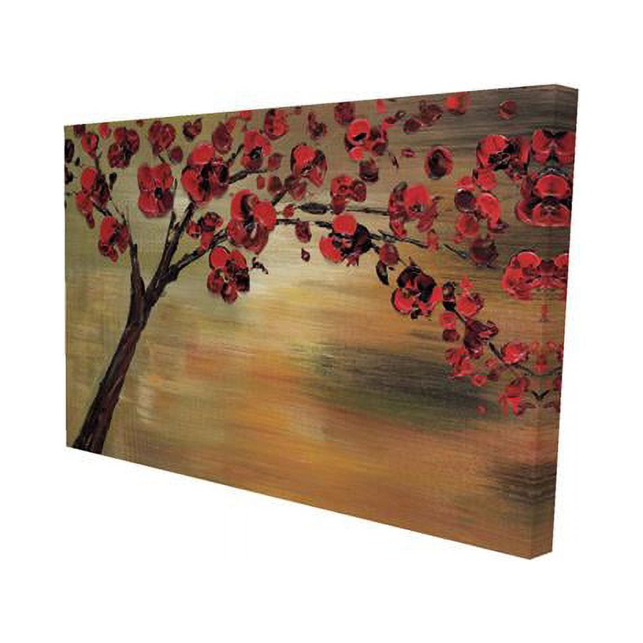 20 x 30 in. Red Flowers Tree-Print on Canvas