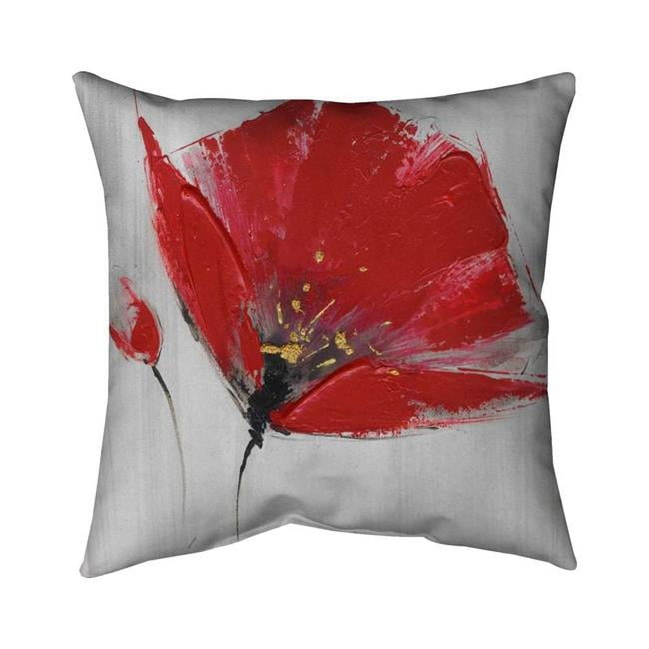5542-2020-FL158 20 x 20 in. Two Red Flowers on Grey Background-Double Sided Print Outdoor Pillow Cover