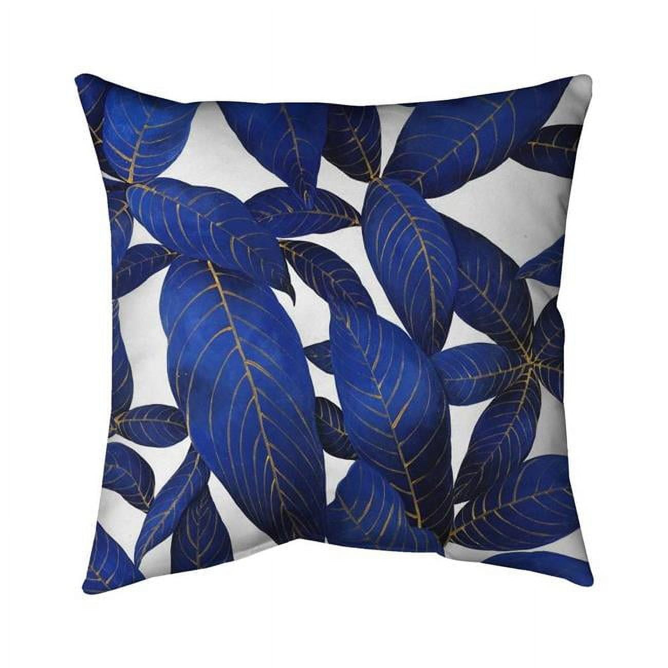 5542-2020-FL174 20 x 20 in. Abstract Modern Blue Leaves-Double Sided Print Outdoor Pillow Cover