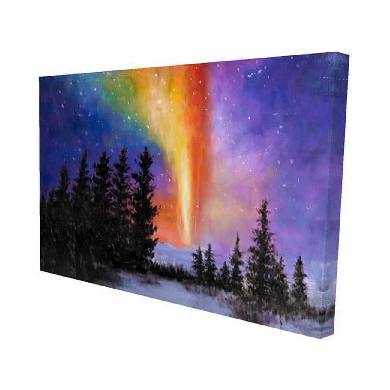 20 x 30 in. Aurora Borealis in the Forest-Print on Canvas