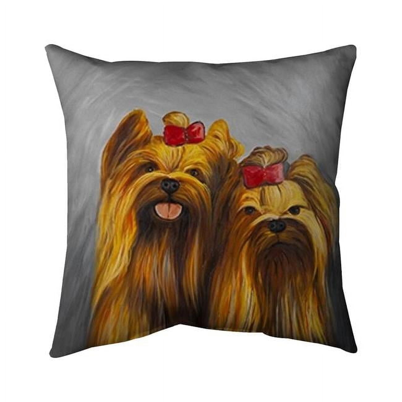5543-1616-AN146-1 16 x 16 in. Two Dogs with Bow Tie on Grey Background-Double Sided Print Indoor Pillow Cover