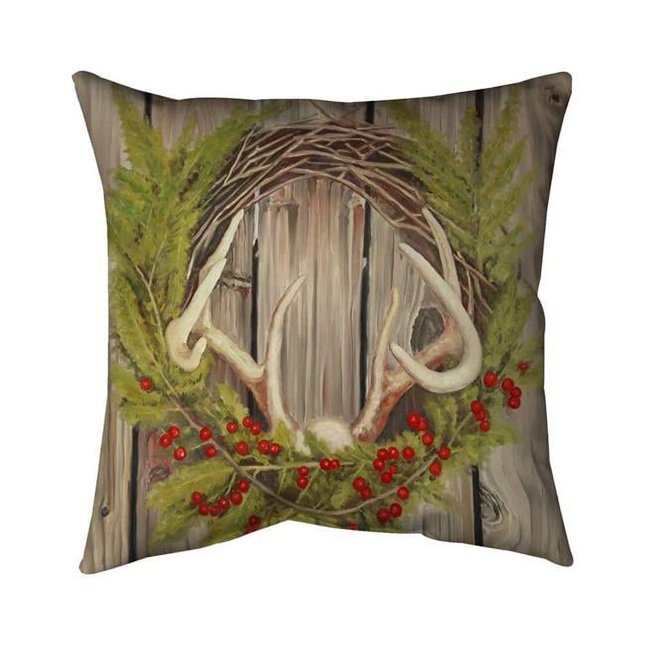 26 x 26 in. Christmas Wreath with Panache-Double Sided Print Indoor Pillow