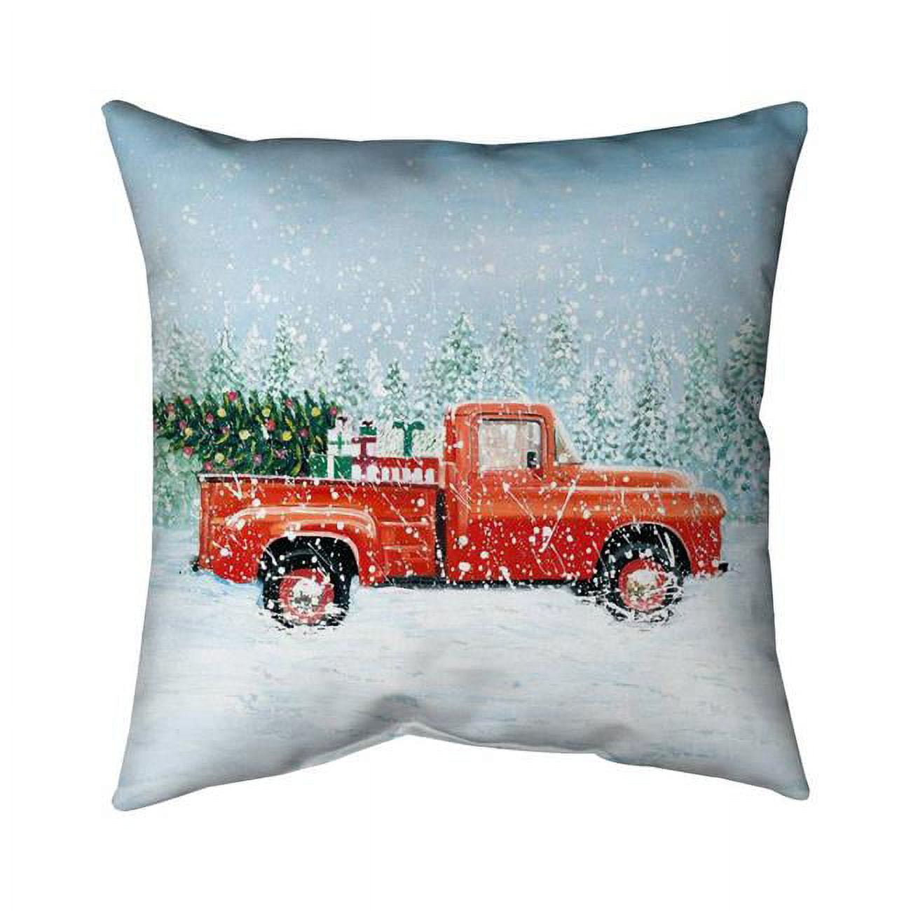 26 x 26 in. Christmas Tree Truck-Double Sided Print Indoor Pillow