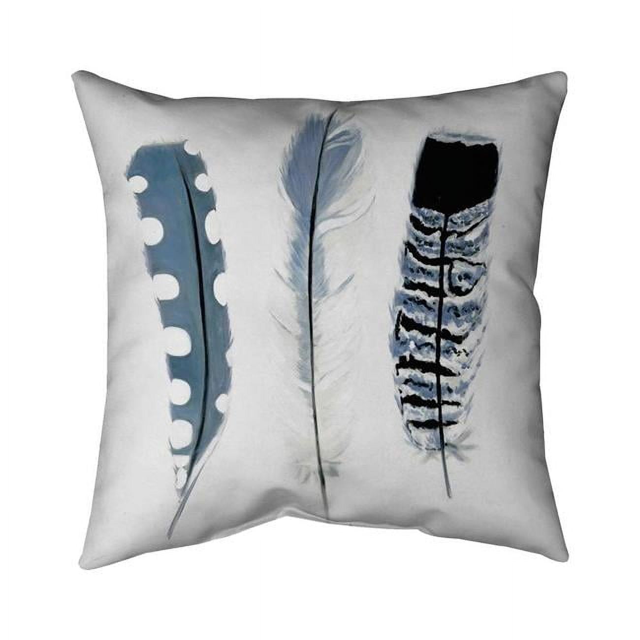 16 x 16 in. Delicate Blue Feathers-Double Sided Print Outdoor Pillow Cover