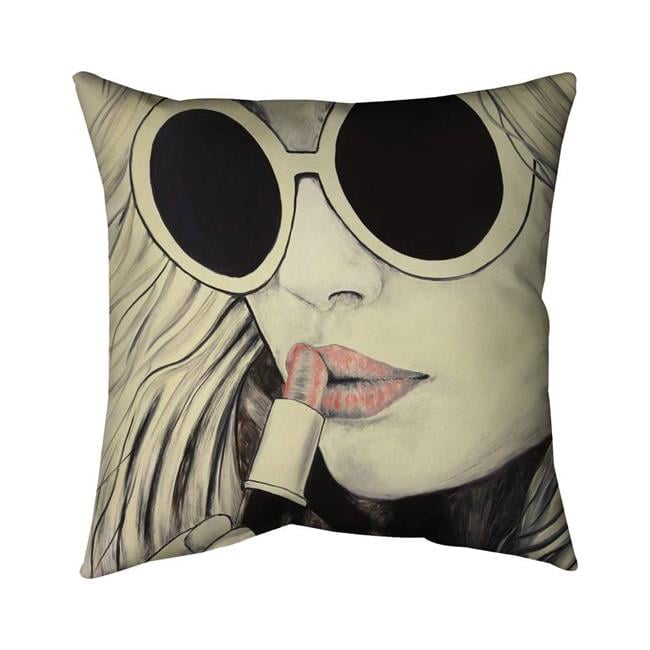 16 x 16 in. Pink Lips-Double Sided Print Outdoor Pillow Cover