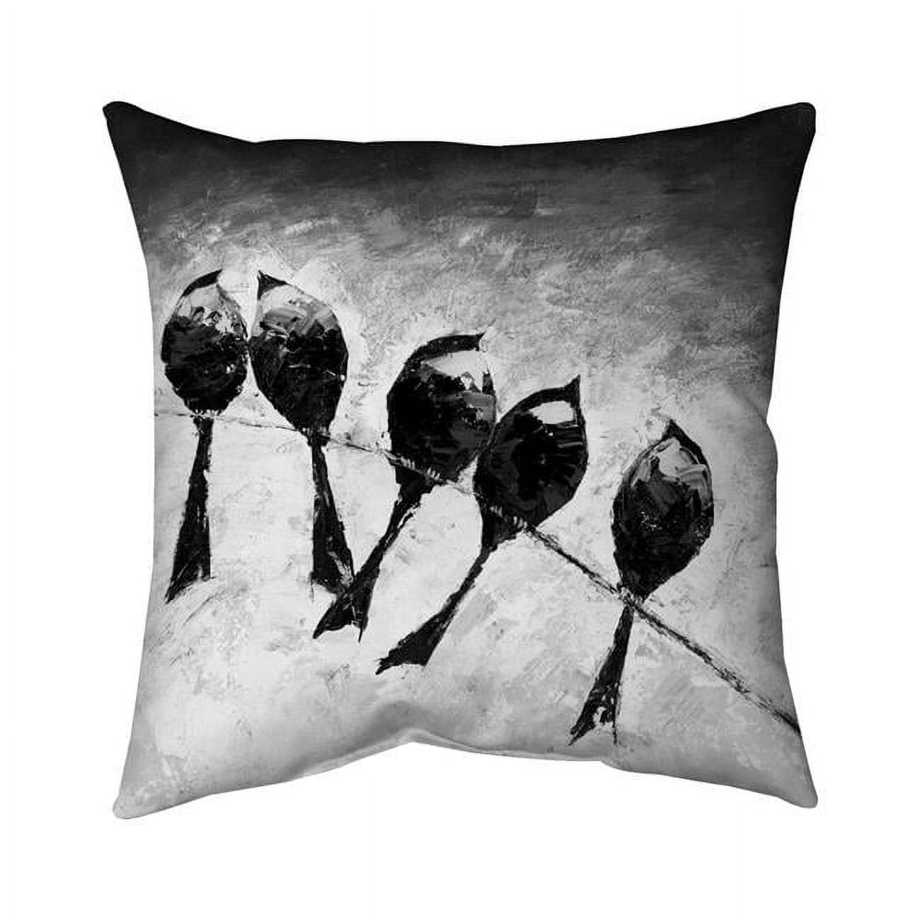 18 x 18 in. Five Birds Perched-Double Sided Print Indoor Pillow