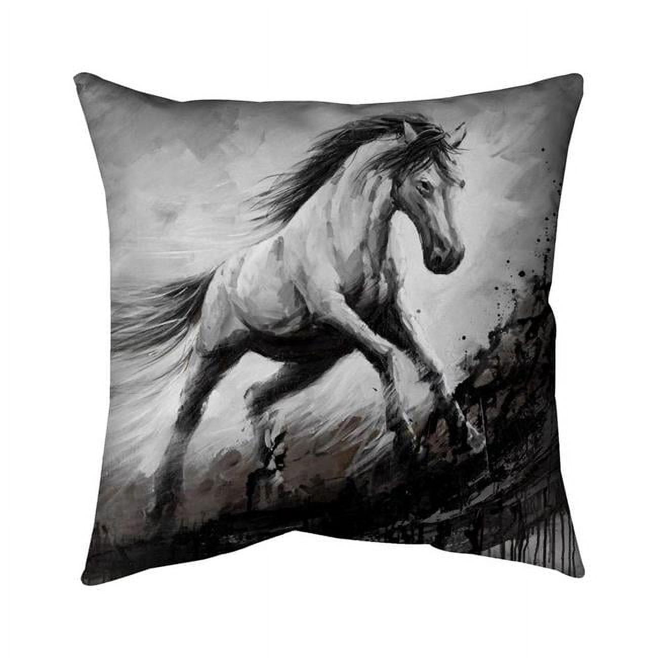 18 x 18 in. White Horse in the Wind-Double Sided Print Indoor Pillow