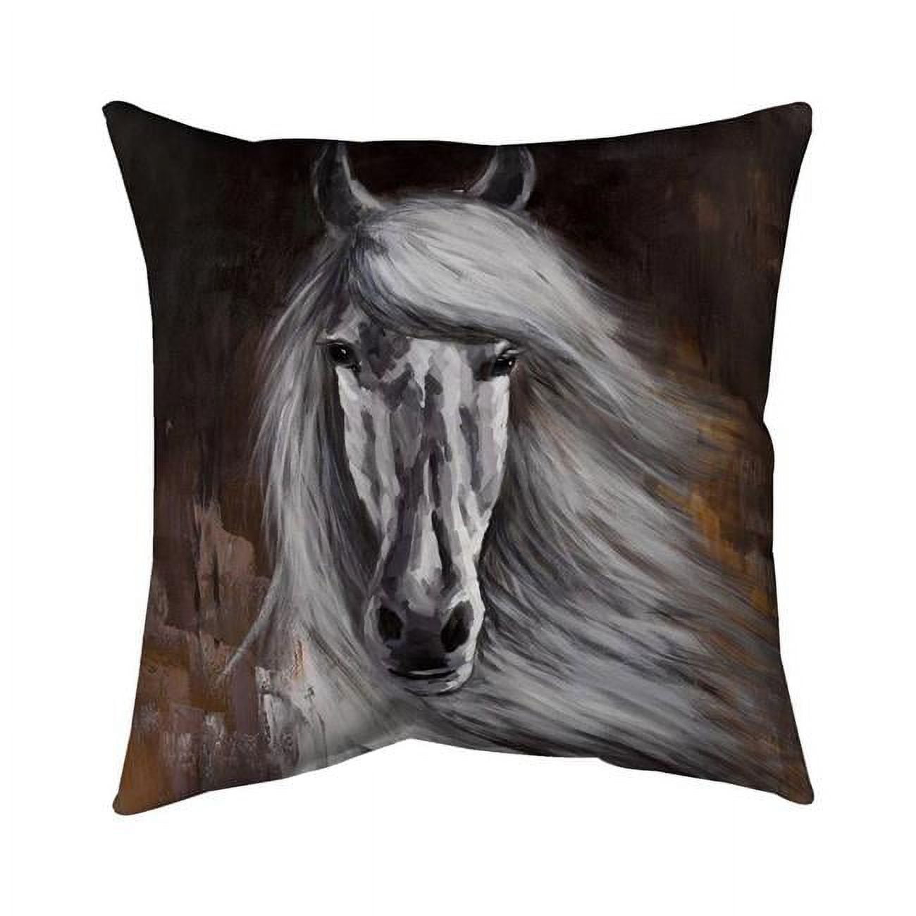 18 x 18 in. Proud White Horse-Double Sided Print Indoor Pillow