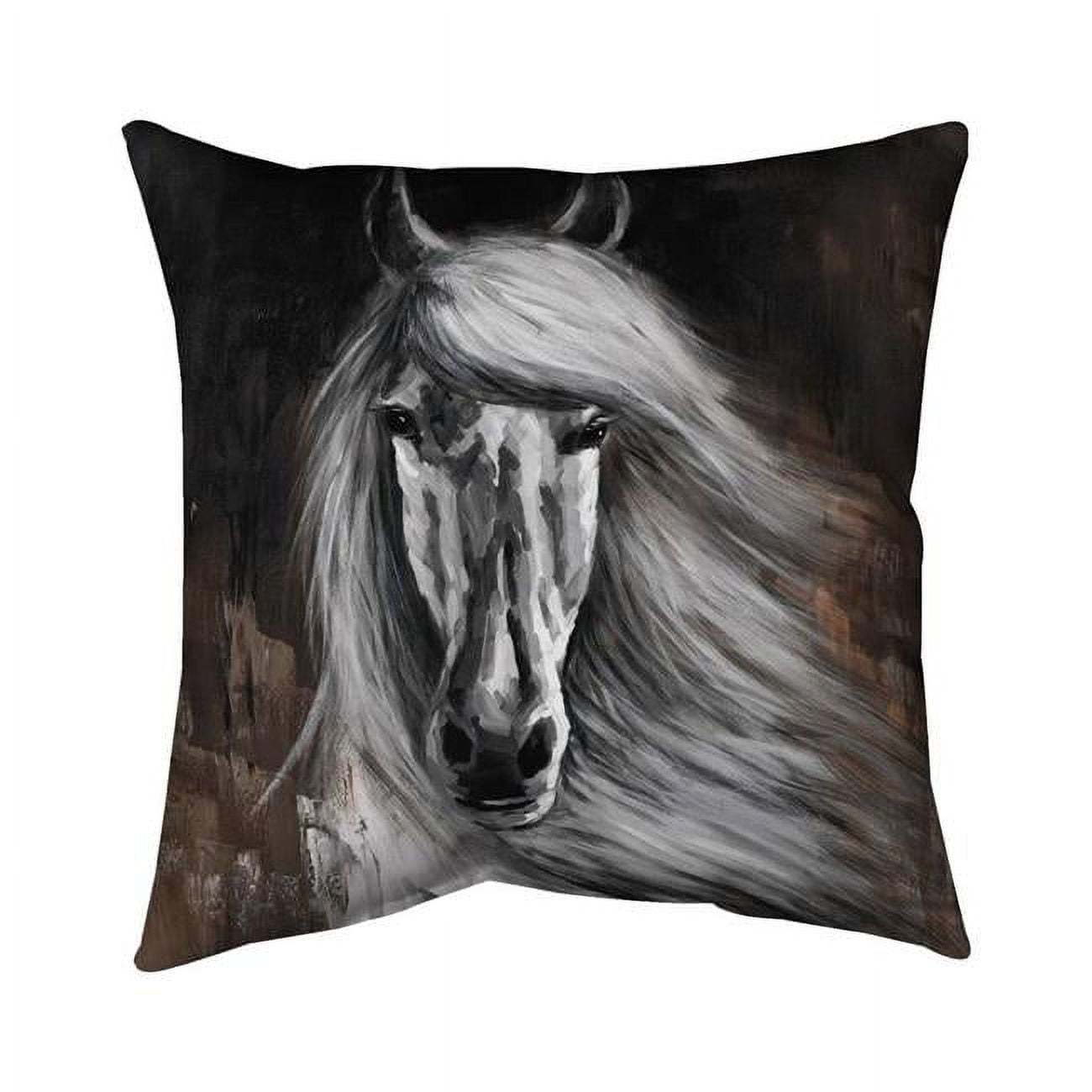 18 x 18 in. White Horse-Double Sided Print Indoor Pillow