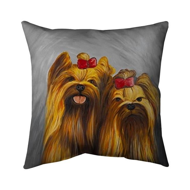 5541-1818-AN146-1 18 x 18 in. Two Dogs with Bow Tie on Grey Background-Double Sided Print Indoor Pillow