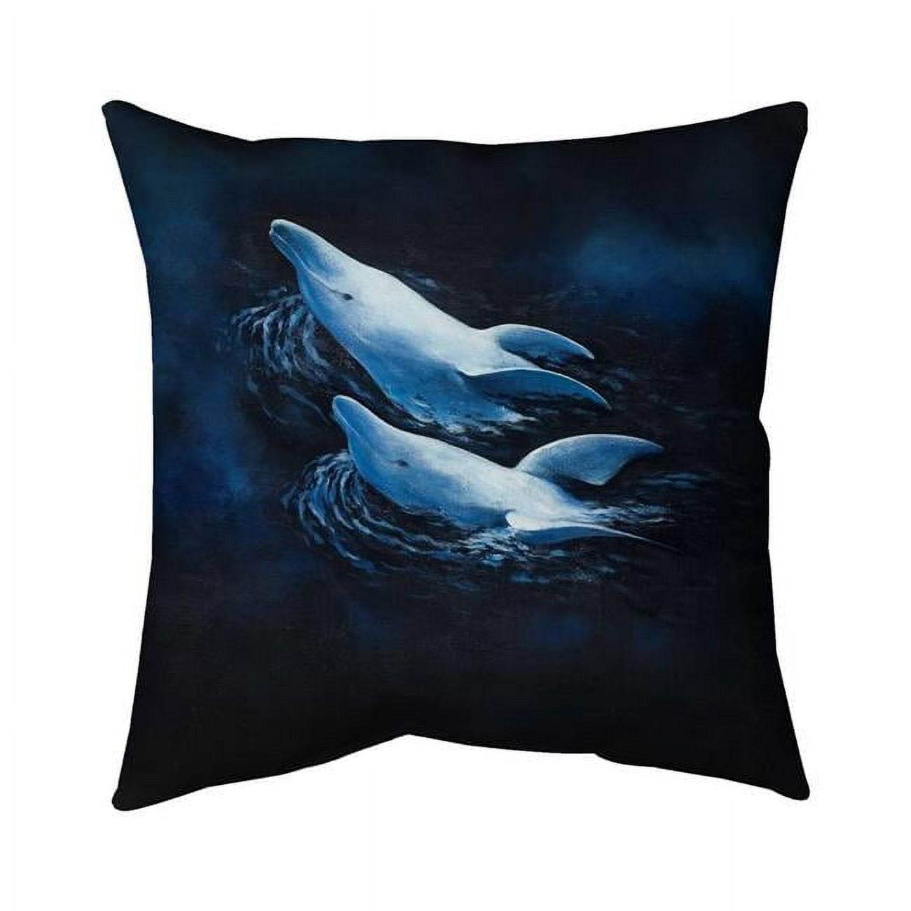 18 x 18 in. Two Swimming Dolphins-Double Sided Print Indoor Pillow