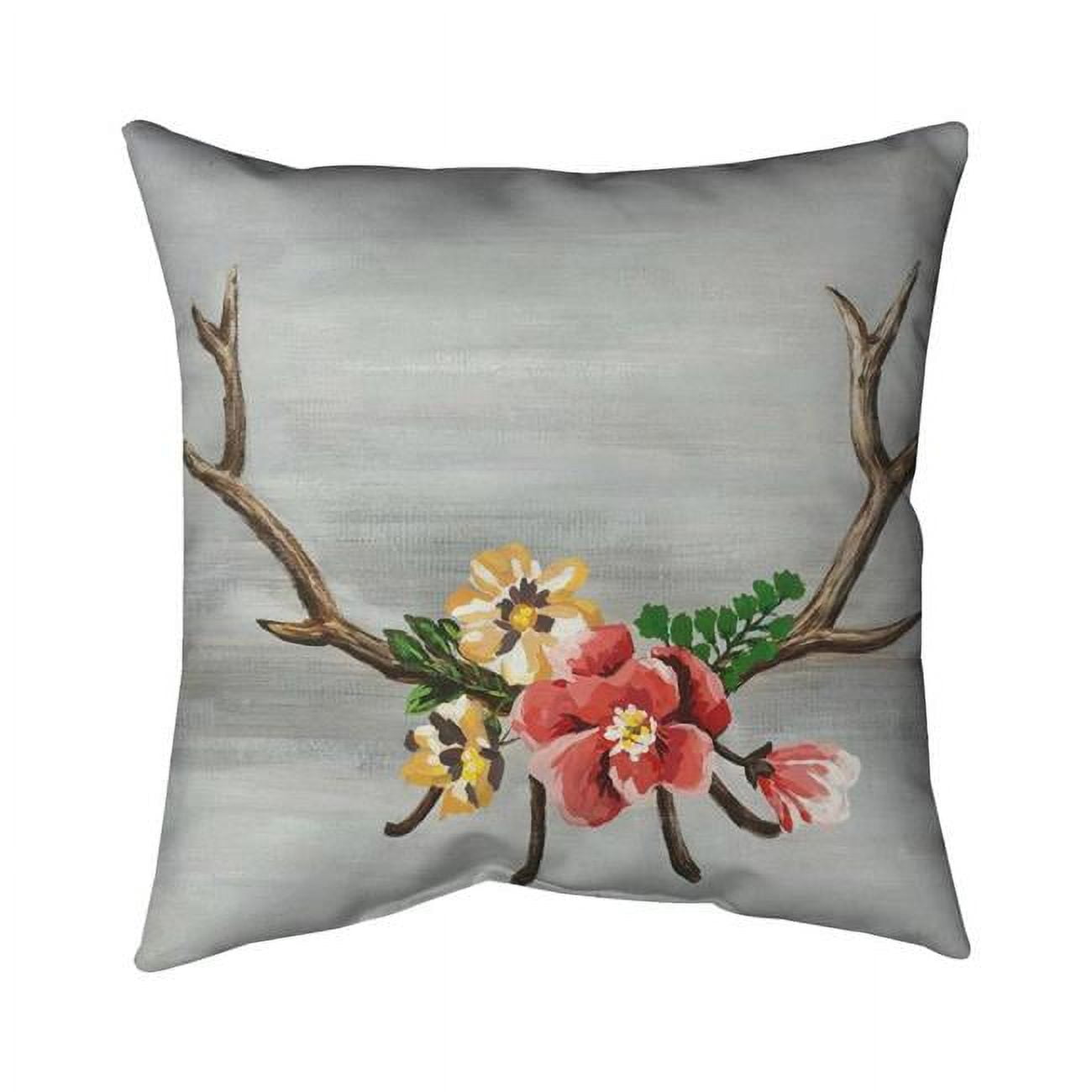 18 x 18 in. Deer Horns with Flowers-Double Sided Print Indoor Pillow