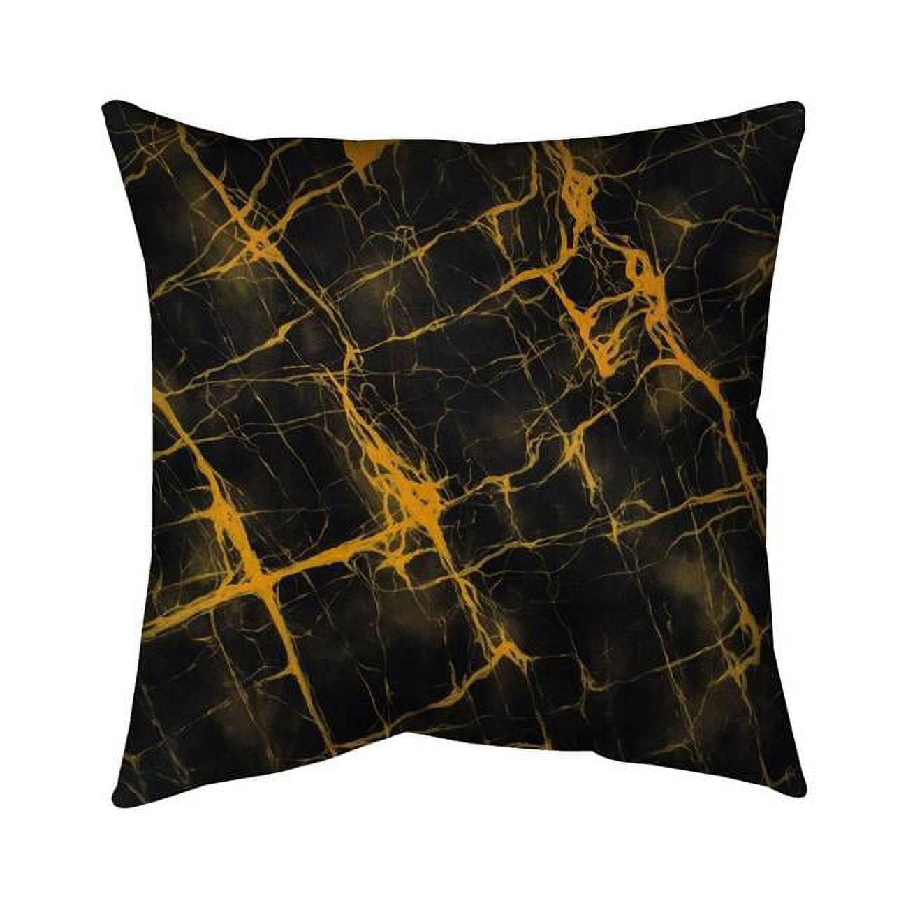 16 x 16 in. Black & Gold Marble-Double Sided Print Indoor Pillow Cover