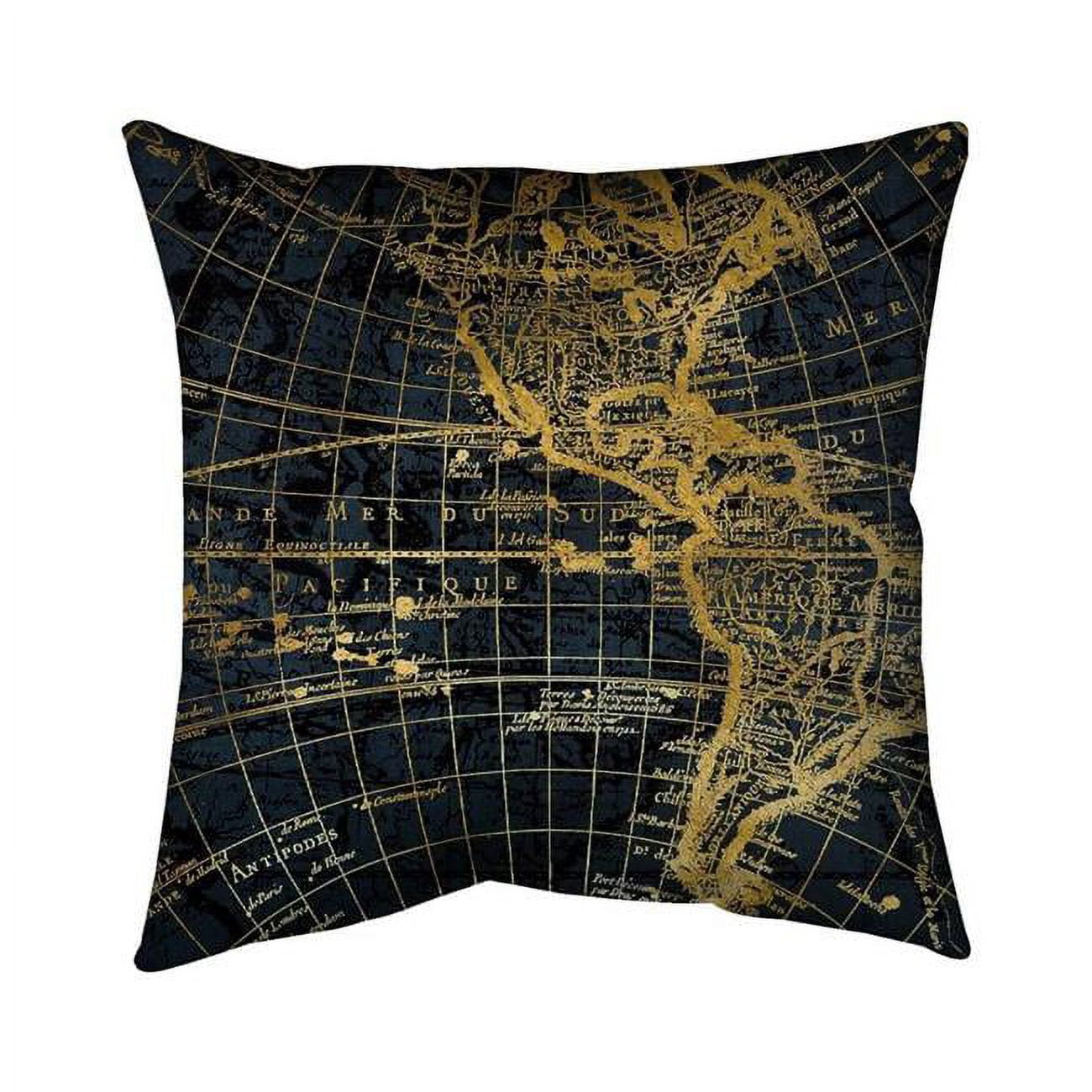 16 x 16 in. Blue & Marine World Map Globe-Double Sided Print Indoor Pillow Cover