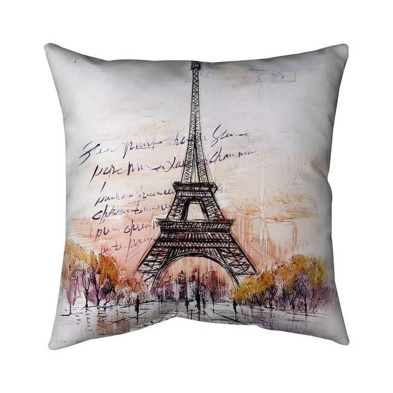 16 x 16 in. Eiffel Tower Sketch with An Handwritten Message-Double Sided Print Indoor Pillow Cover