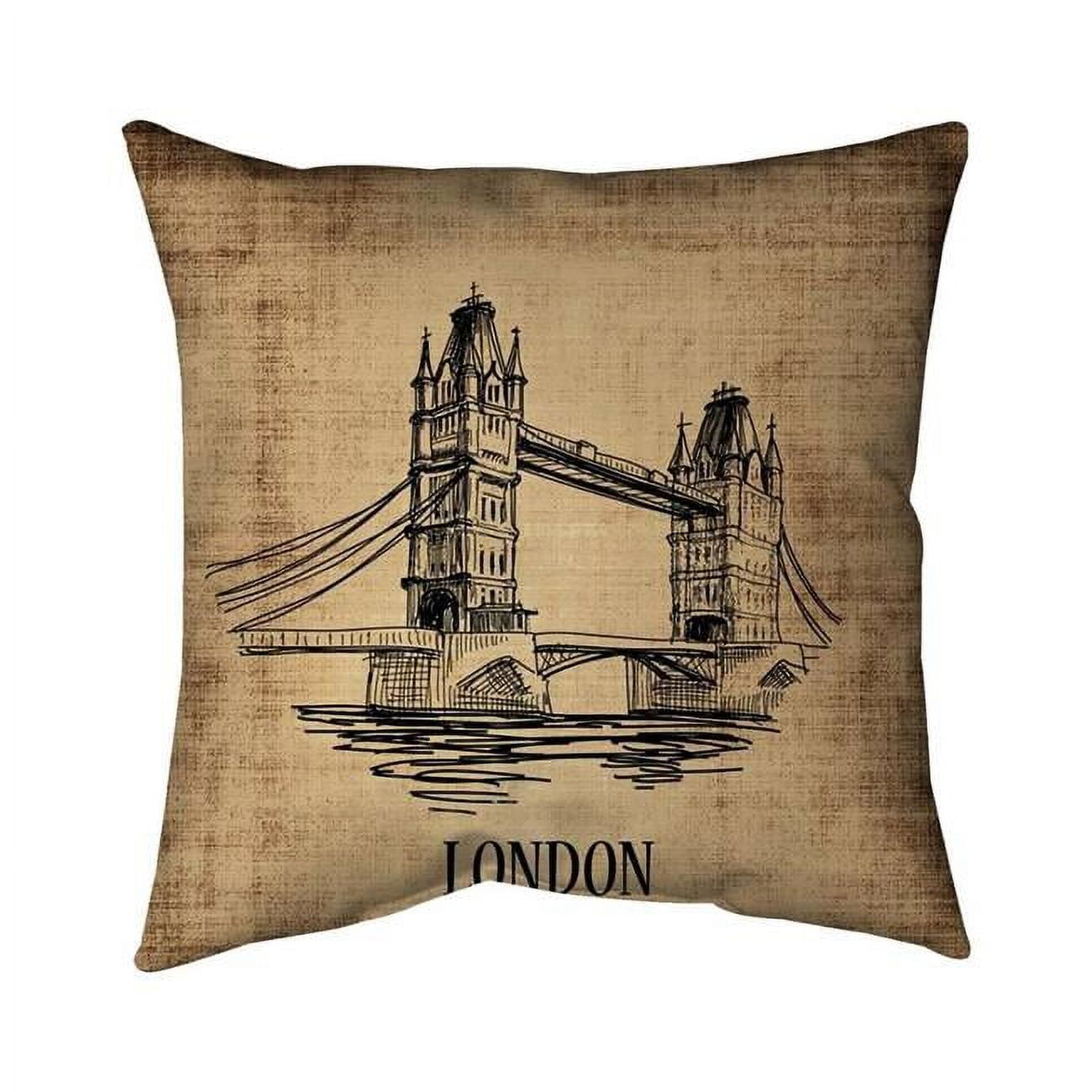 16 x 16 in. Tower Bridge Illustration-Double Sided Print Indoor Pillow Cover
