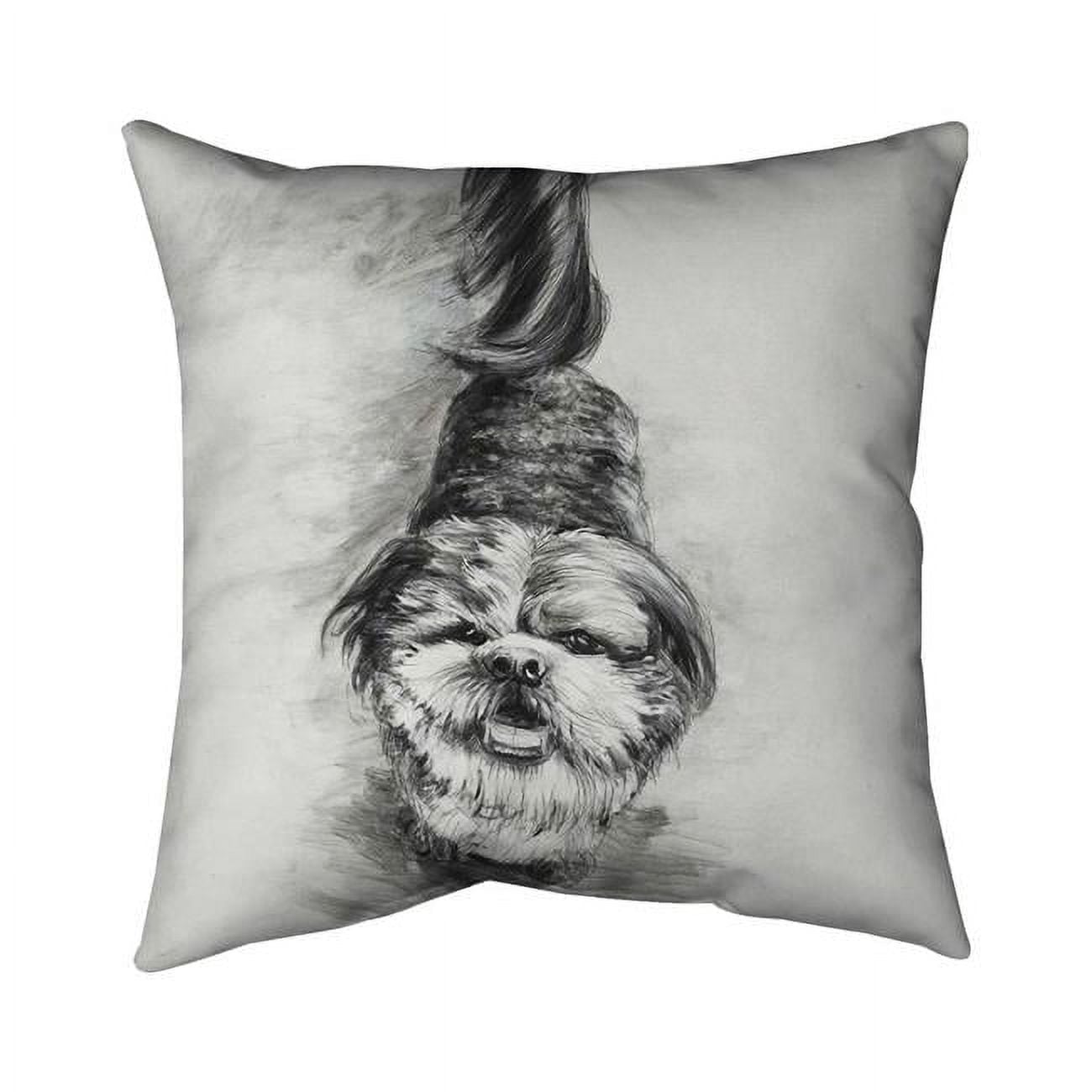 18 x 18 in. Happy Dog Sketch-Double Sided Print Indoor Pillow