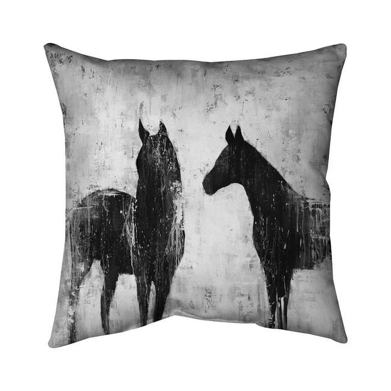 18 x 18 in. Black & White Horses-Double Sided Print Indoor Pillow