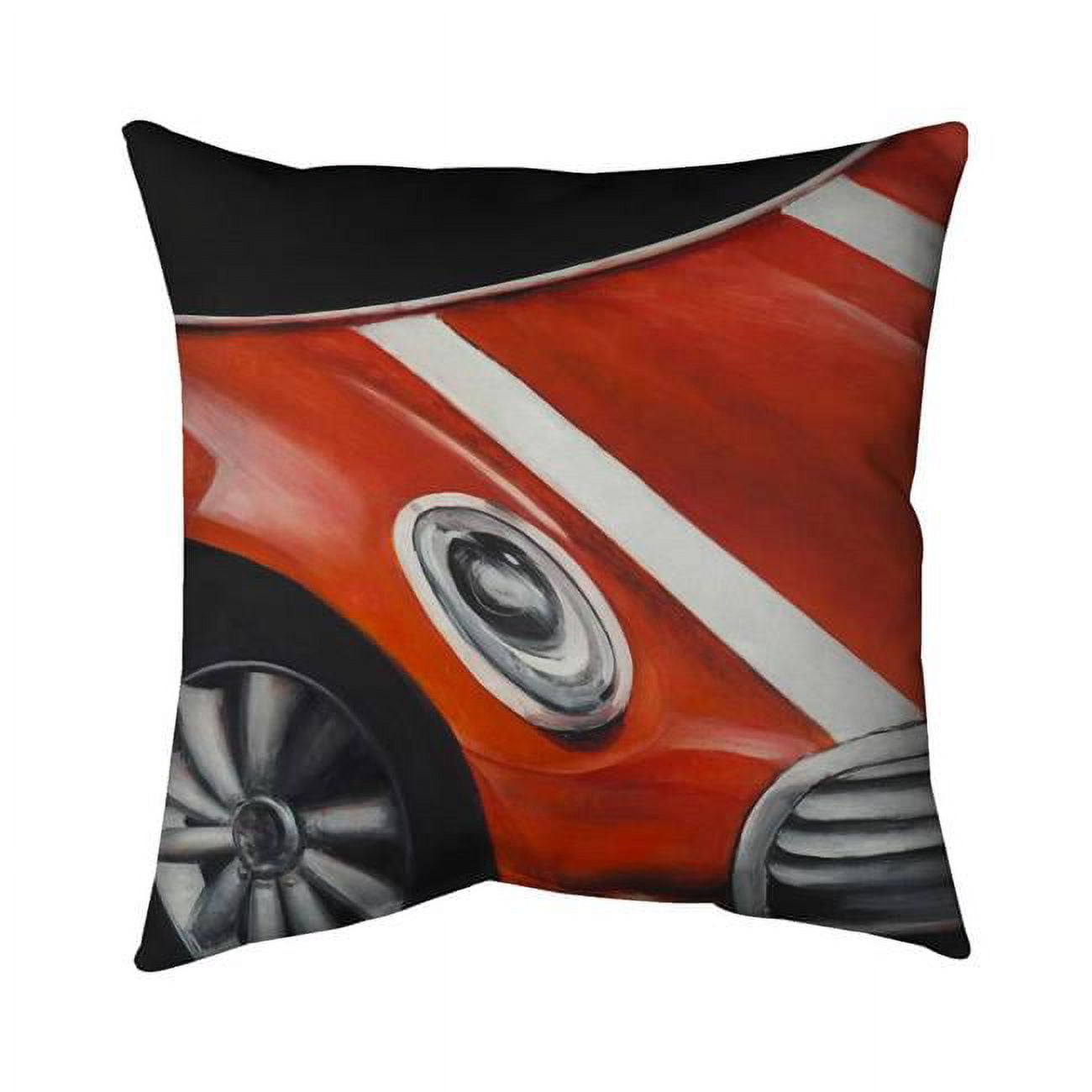 16 x 16 in. Red Car with White Stripes Closeup-Double Sided Print Indoor Pillow Cover