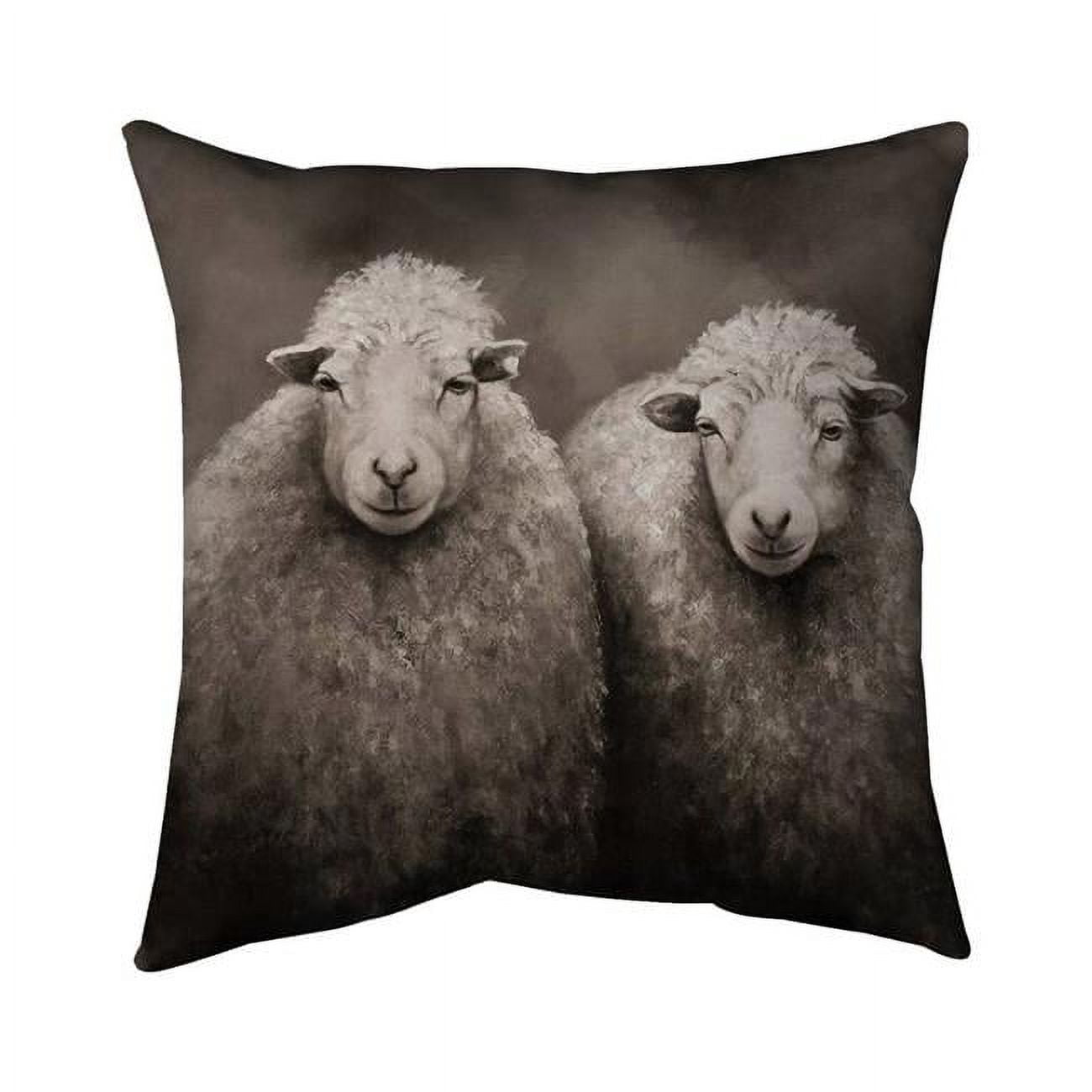 18 x 18 in. Sheep Sepia-Double Sided Print Indoor Pillow