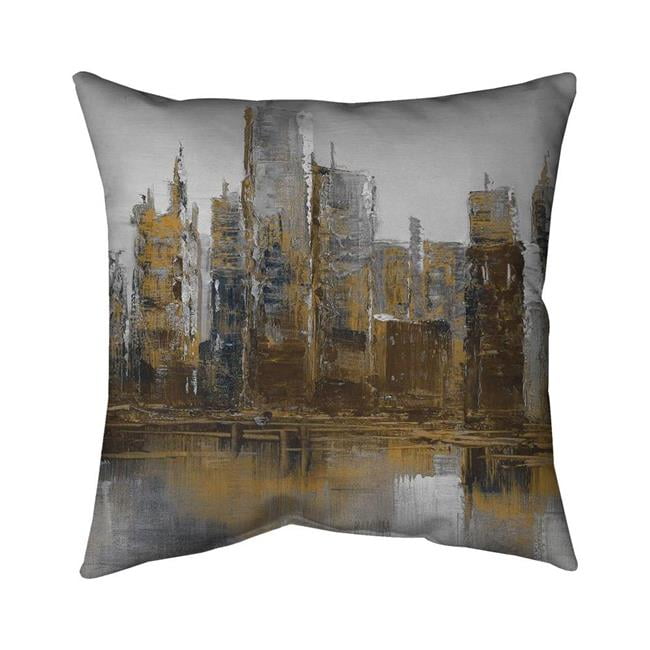 18 x 18 in. Grey & Yellow Cityscape-Double Sided Print Indoor Pillow