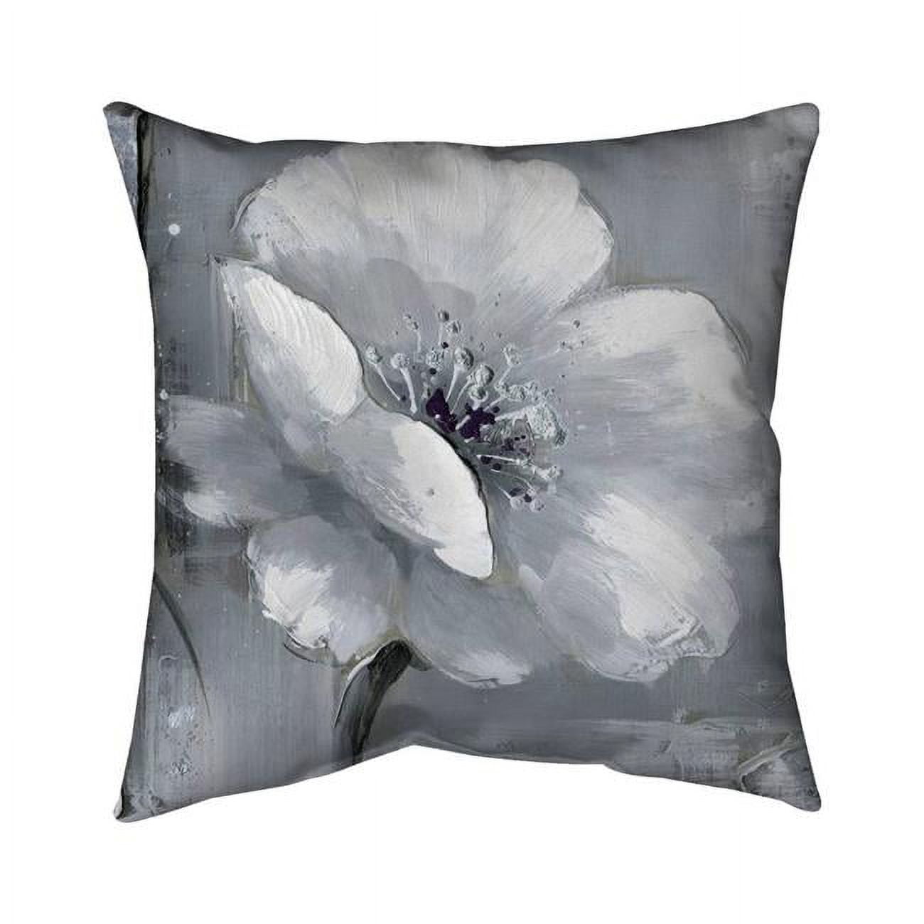 18 x 18 in. Grey & White Flowers-Double Sided Print Indoor Pillow Cover