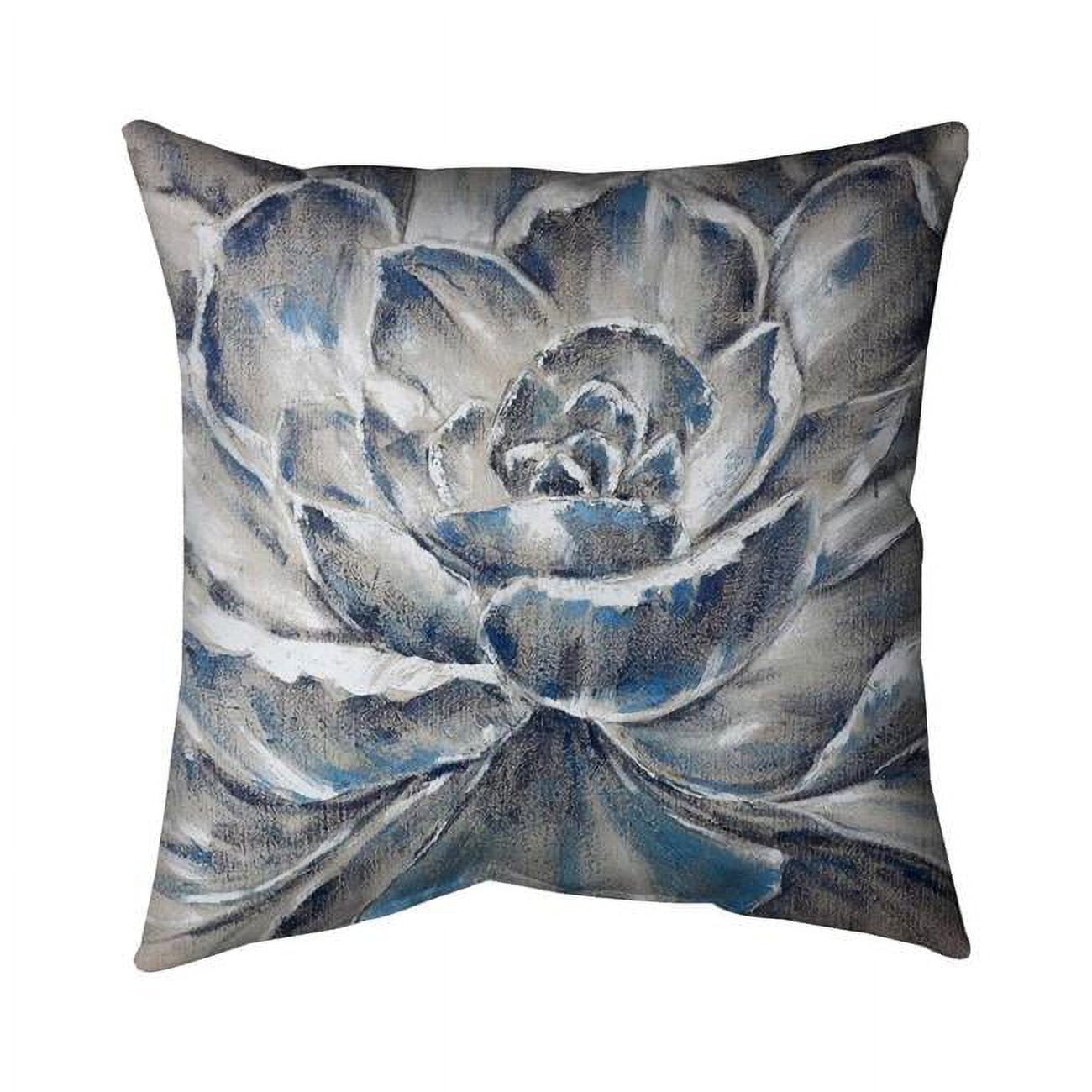 18 x 18 in. Grey & Blue Flower-Double Sided Print Indoor Pillow Cover