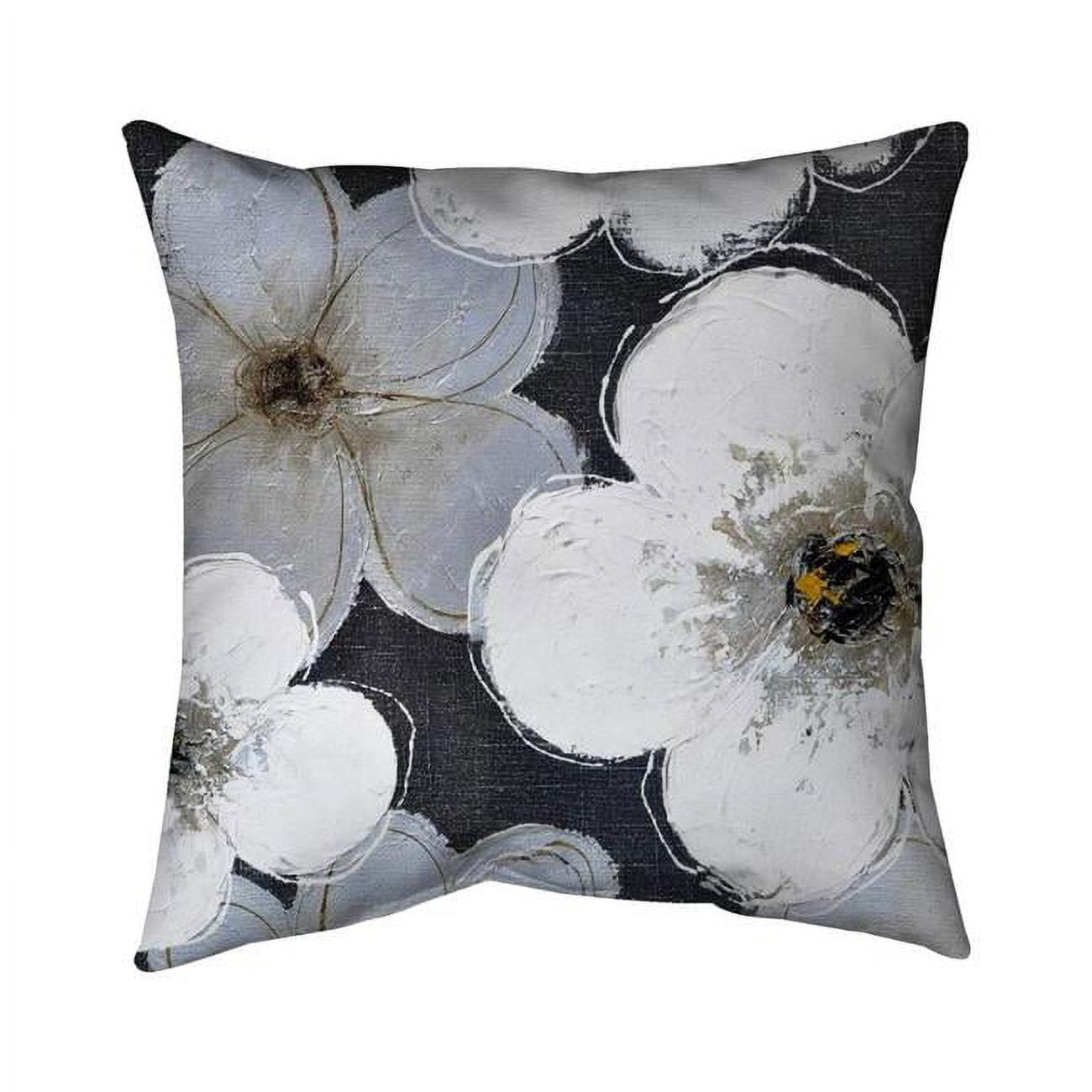 20 x 20 in. Grey Flowers-Double Sided Print Indoor Pillow Cover
