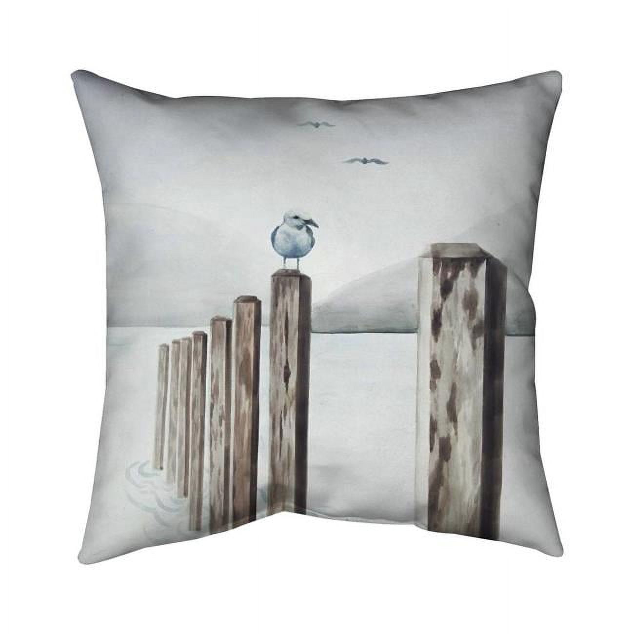 18 x 18 in. Seagull At The Marina-Double Sided Print Indoor Pillow