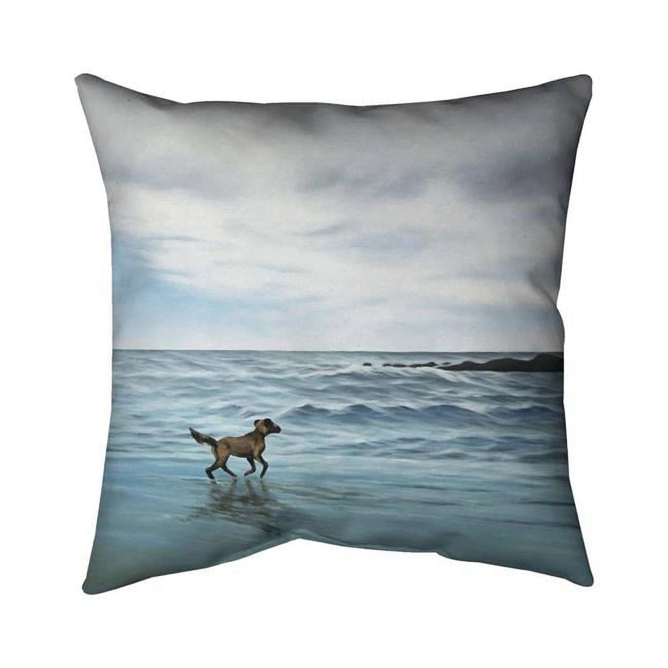 18 x 18 in. Dog on the Beach-Double Sided Print Indoor Pillow