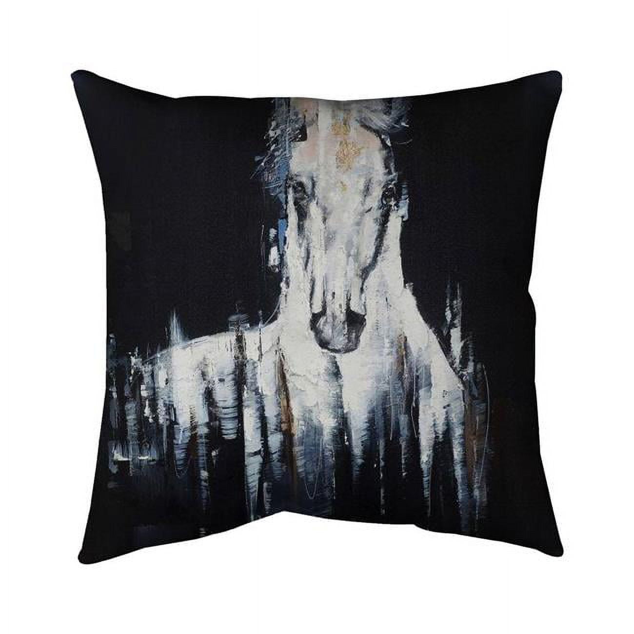 18 x 18 in. Abstract White Horse on Black Background-Double Sided Print Indoor Pillow Cover