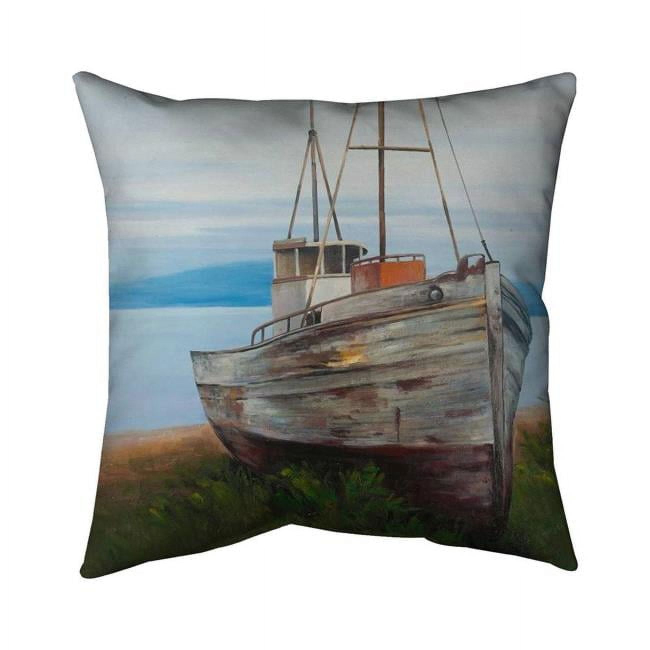 18 x 18 in. Old Abandoned Boat-Double Sided Print Indoor Pillow