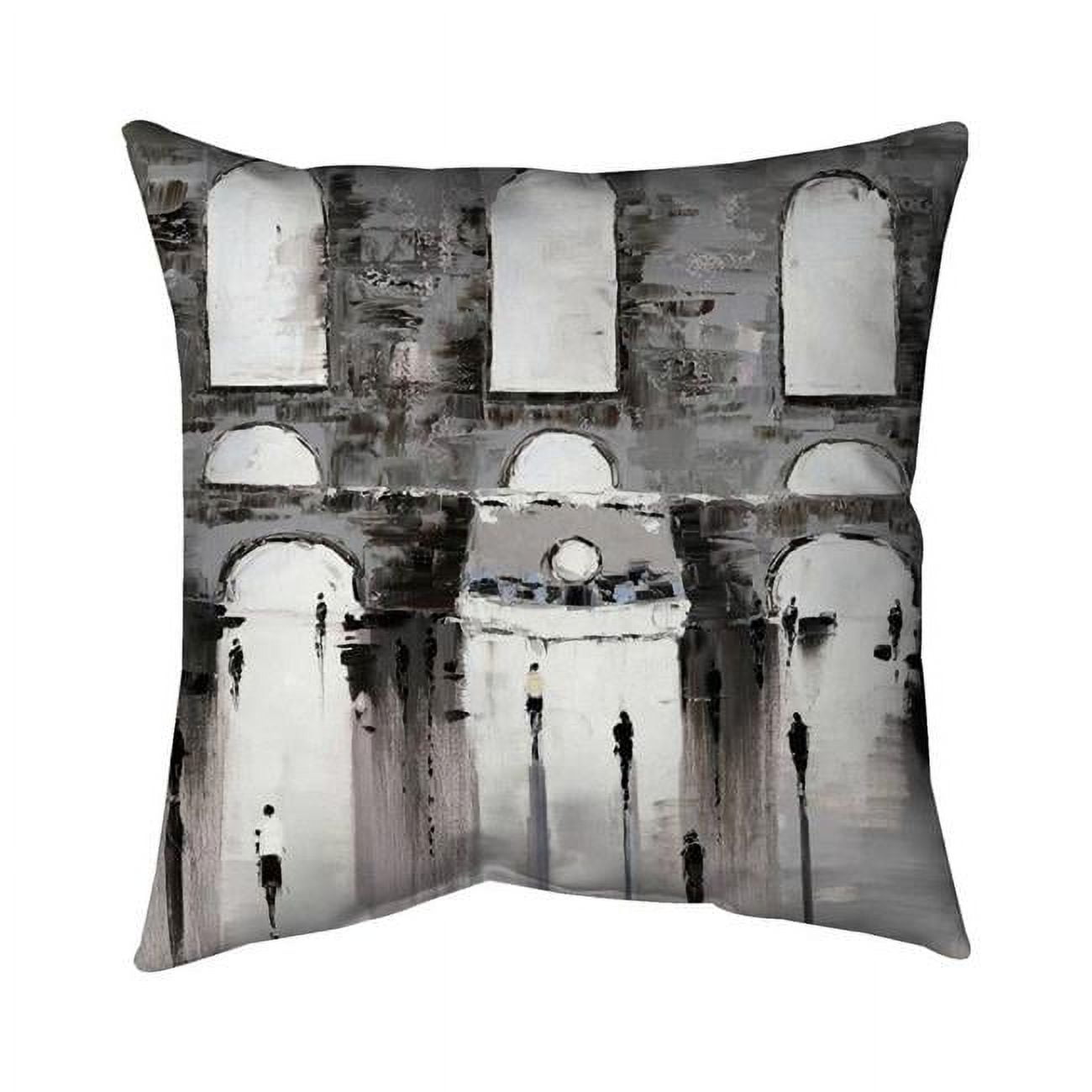 5543-2020-CI175 20 x 20 in. Grey Building with Passersby-Double Sided Print Indoor Pillow Cover
