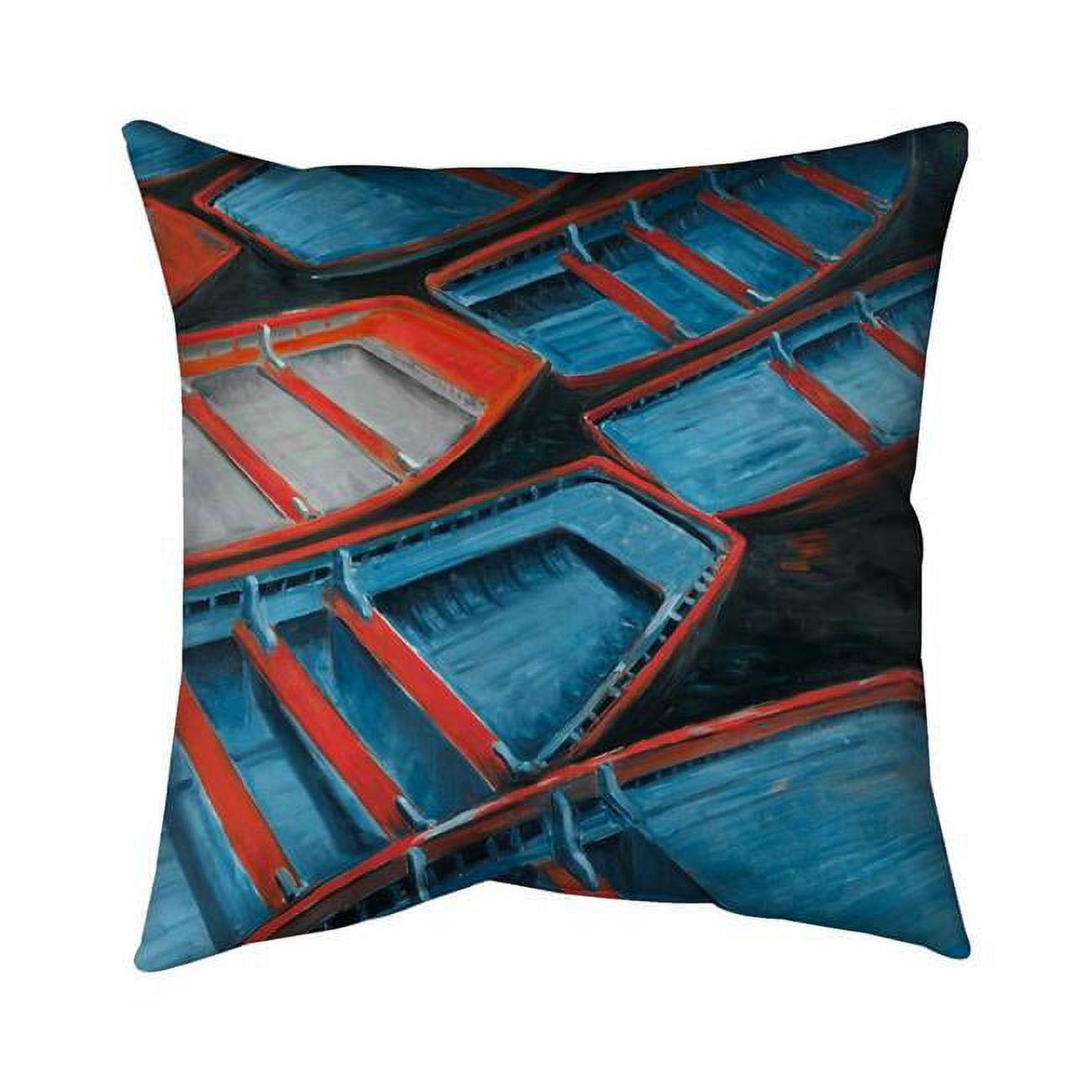 18 x 18 in. Small Blue & Red Canoes-Double Sided Print Indoor Pillow