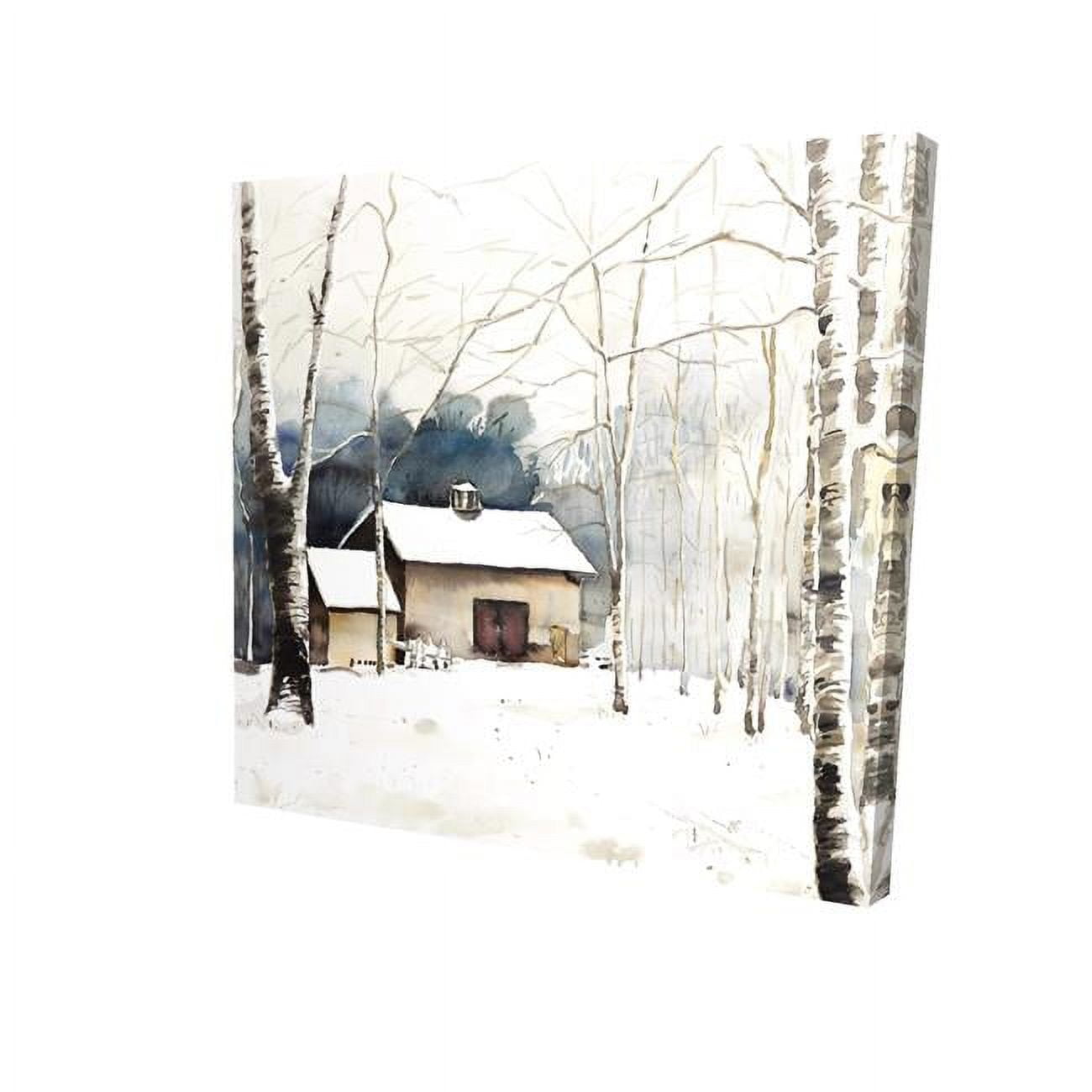 8 x 8 in. Small Winter Barn-Print on Canvas
