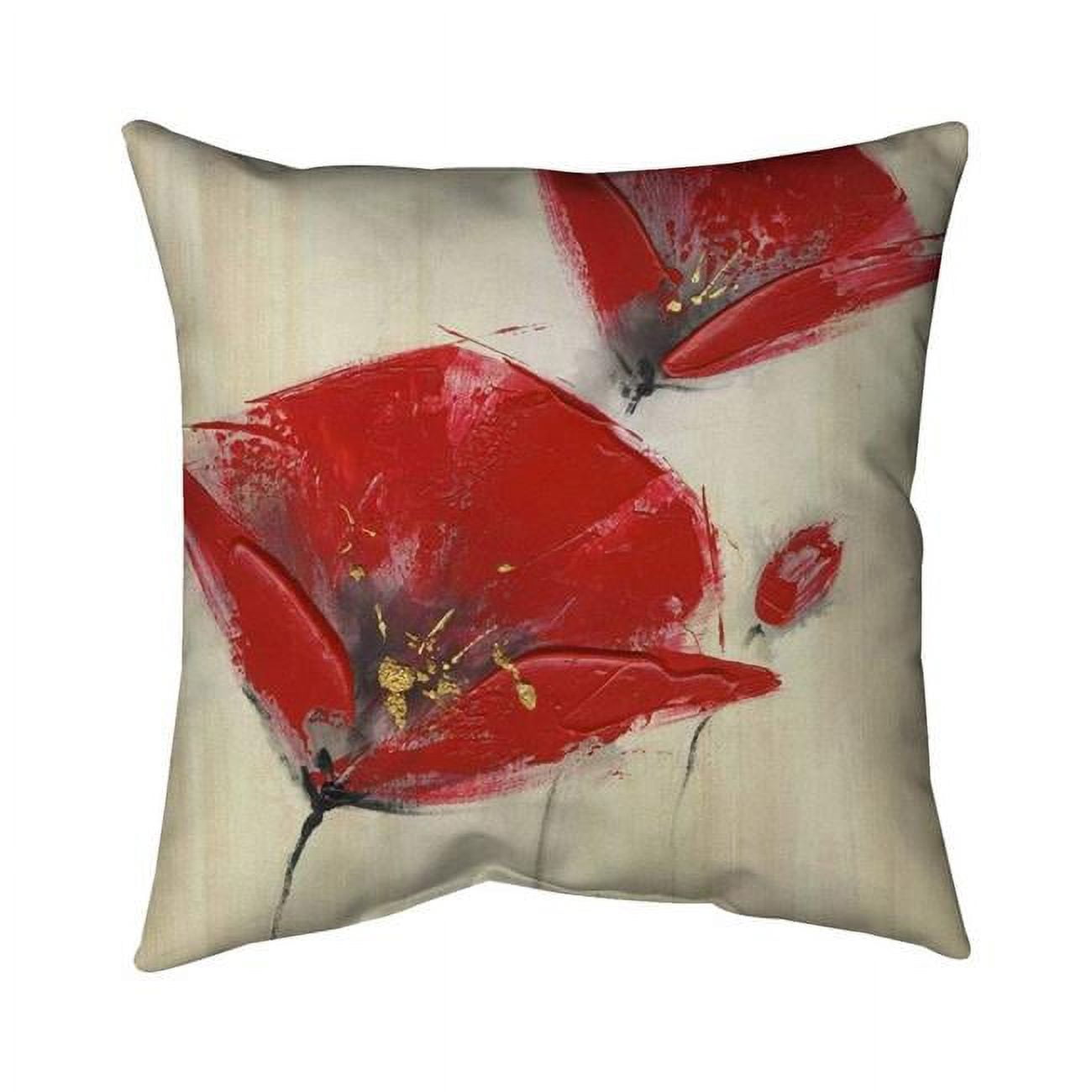 5543-2020-FL39 20 x 20 in. Three Red Flowers with Texture-Double Sided Print Indoor Pillow Cover