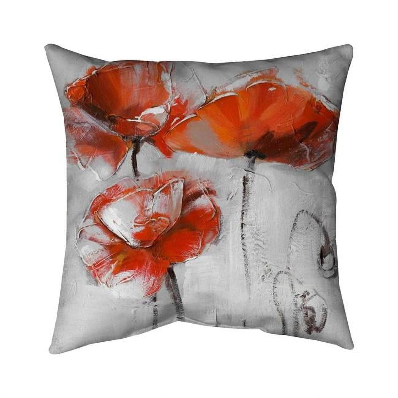 20 x 20 in. Red Flowers-Double Sided Print Indoor Pillow Cover